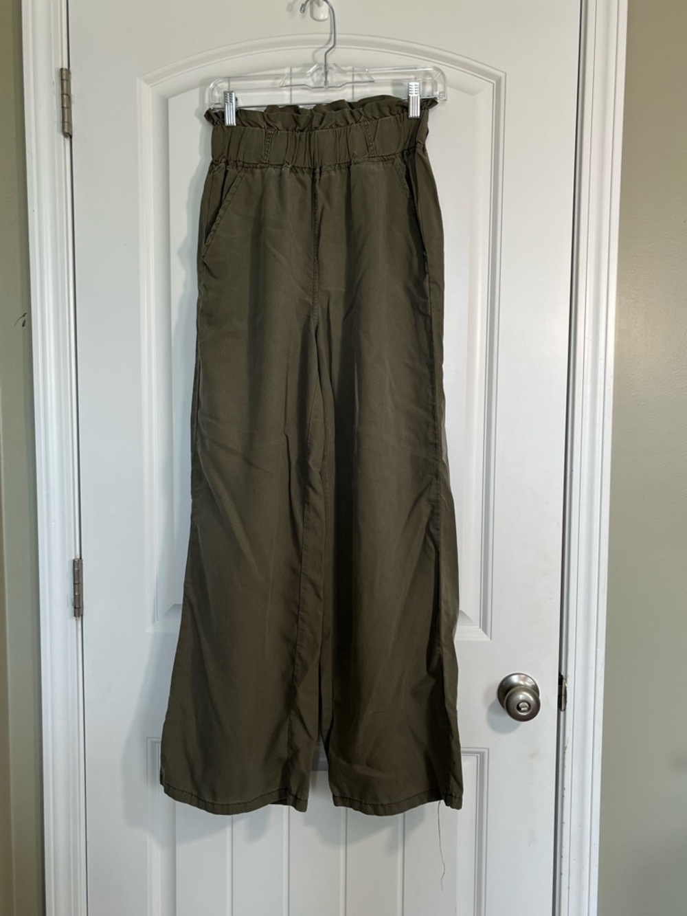 Blue Rain Olive High-Waist Wide-Leg Paperbag Pants